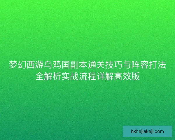 梦幻西游乌鸡国副本通关技巧与阵容打法全解析实战流程详解高效版